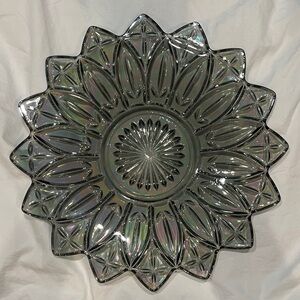 Federal Glass Iridescent Smoke Glass Decorative Plate 11 inch